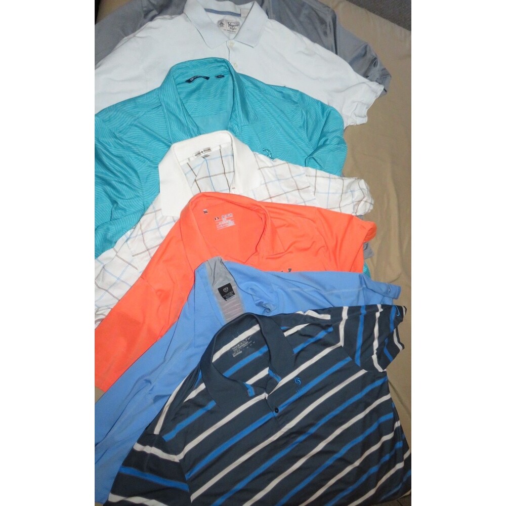 *Mixed Lot of 7* Men's Size XXL Polo Shirts - Peter Millar, UA, Cutter & Buck